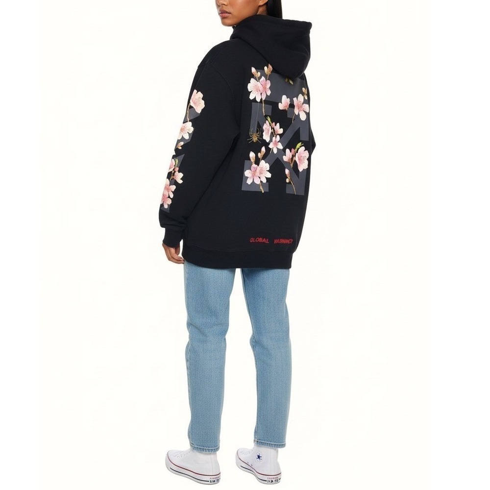 2013 Off-White c/o Virgil Abohl Sakura Arrows Global Warming Black Hoodie Sz S